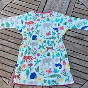 New Without Tags Cute Mini Boden Cotton Jungle Dress Size 6-7 🐅 🍃 🐘